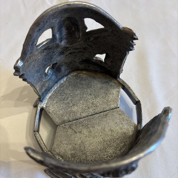 Carson 1999 Pewter Round Candle Holder Cherub Angel Bunny Rabbit Ivy 5 X 4.5 In - Picture 11 of 12